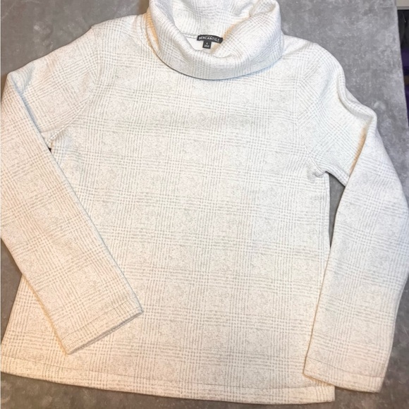 J. Crew Sweaters - J Crew Mercantile Fleece Turtle Neck Cowl Funnel neck Sweater L Gray Checkered‎